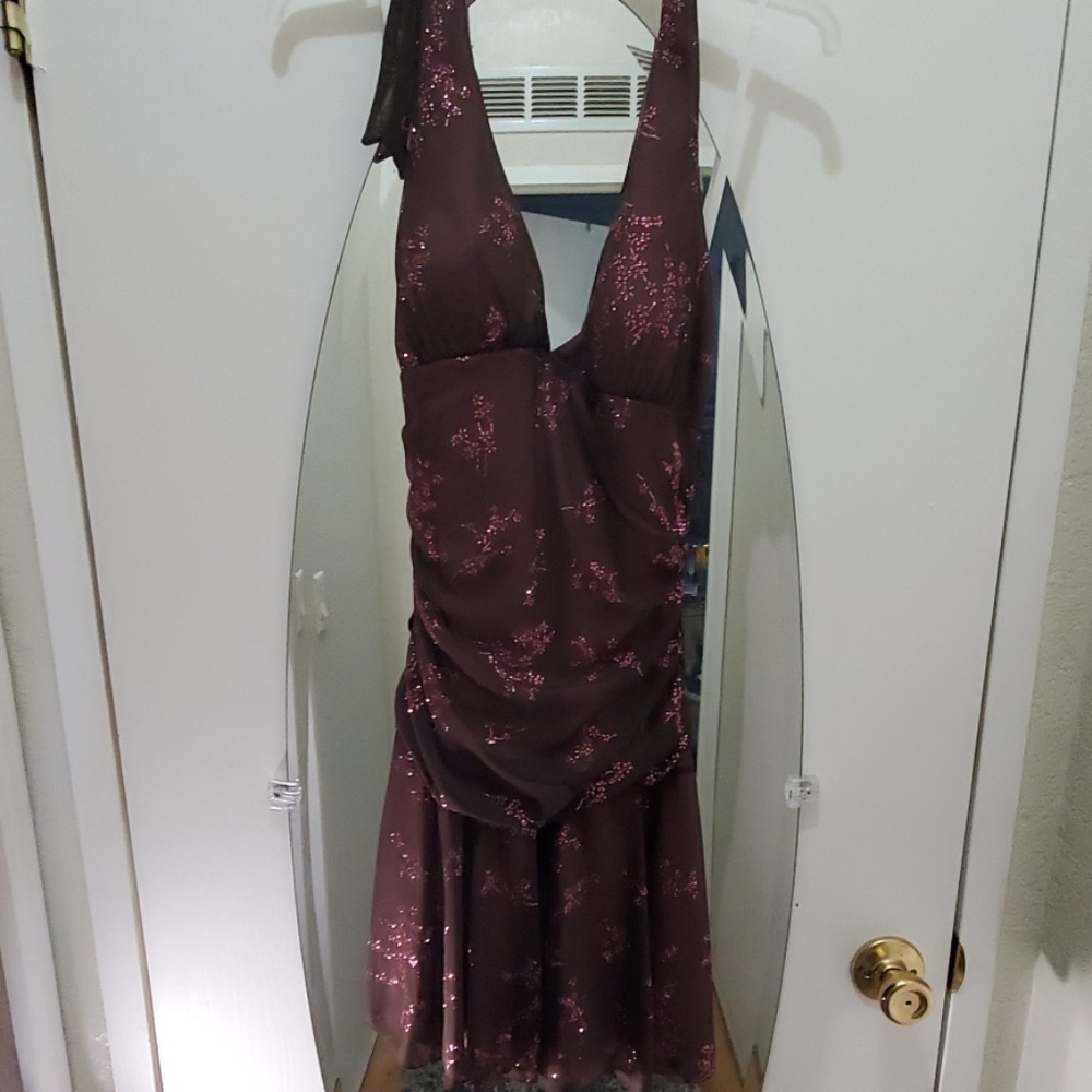 Brown and pink mini dress